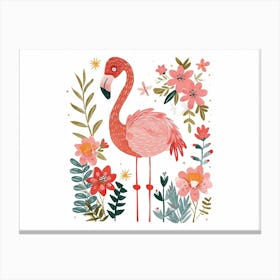 Little Floral Flamingo 3 Canvas Print