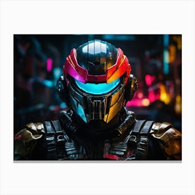 Futuristic Man In A Helmet Canvas Print