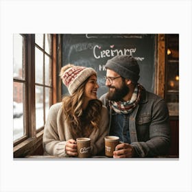 Couple Drinking Coffee Canvas Print