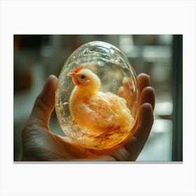 Transparent Egg With Chicken Canvas Print