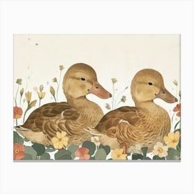 Floral Animal Illustration Duck 3 Canvas Print