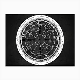 Zodiac Wheel - Star map blackboard, Zodiac map Canvas Print