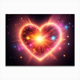 A Colorful Glowing Heart On A Dark Background Horizontal Composition 33 Canvas Print