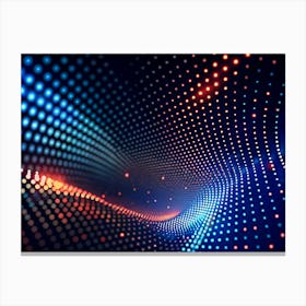 Abstract Wave Of Glowing Particles, Technology Background Canvas Print