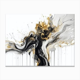 Gold And Black Abstract Painting 1 Canvas Print