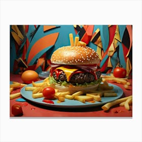 Burger And Fries Canvas Print