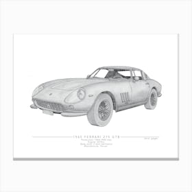 Ferrari 275 GTB Pencil Illustration 1 Canvas Print