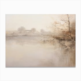 Muted Autumn Pond Painting Canvas Print