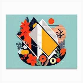 Abstract Bauhaus Floral Canvas Print