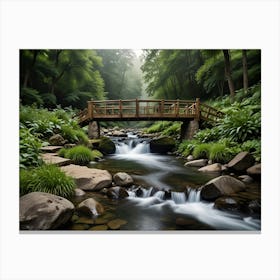 Leonardo Lightning Xl A Photo Of A Small Wooden Bridge Over A 0 Canvas Print