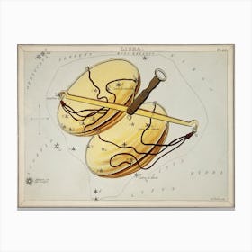 Sidney Hall’s (1831), Astronomical Chart Illustration Of The Libra Canvas Print
