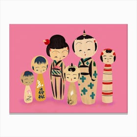 Kokeshi Family Canvas Print