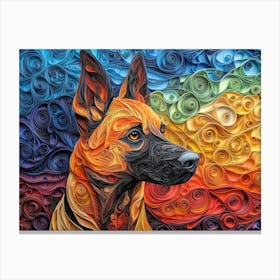 Belgian Malinois Paper Quilling Dog Portrait II Canvas Print