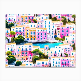 Pink Houses In The Sea Canvas Print