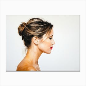 Side Profile Of Beautiful Woman Oil Painting 63 Canvas Print