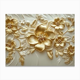 3d Gold Relief Floral 11 Canvas Print