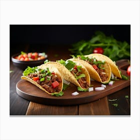 Tacos On A Wooden Board 4 Canvas Print