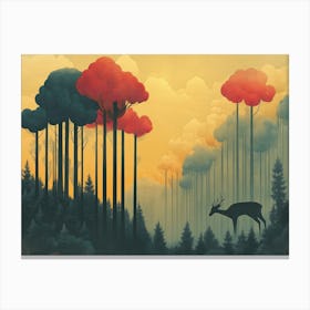 Vintage art of forest Canvas Print