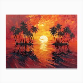 Sunset With Palm Trees 2 Canvas Print