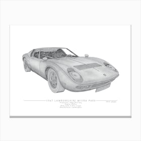 Lambourghini Miura P400 Pencil Illustration 1 Canvas Print