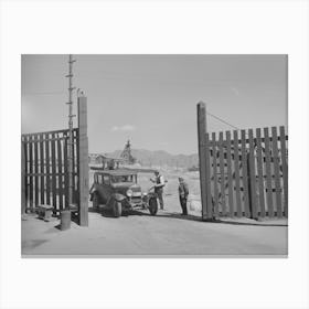 Butte, Montana, Anaconda Copper Mining Company, Guards At The Gate Of A Copper Mine By Russell Lee Canvas Print