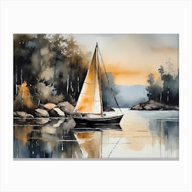 Sailboat Painting Lake House (21) Canvas Print