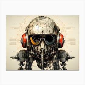 Diagrammatic Drawing Of A Fighter Pilot Helmet Canvas Print