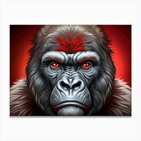 Portrait Of A Gorilla With Red Eyes And Fur Canvas Print