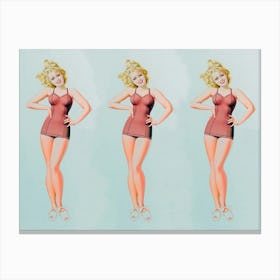 Retro Woman Trio Wearing Vintage Swimwear Canvas Print