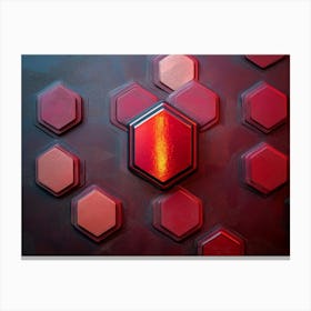 Red Hexagons Canvas Print