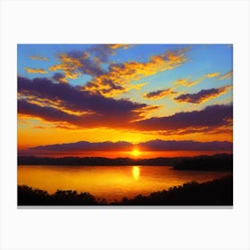 Sunset Over The Lake 4 Canvas Print