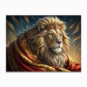 Lion King In A Crown Canvas Print