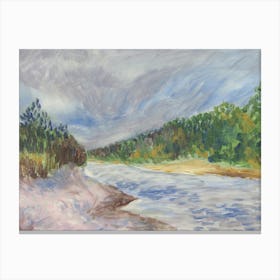 Summer River - landscape nature impressionism hand painted brushstrokes Canvas Print