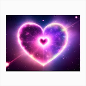 A Colorful Glowing Heart On A Dark Background Horizontal Composition 11 Canvas Print