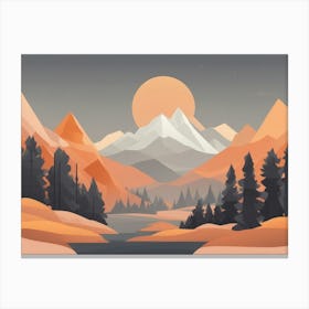 Misty mountains horizontal background in orange tone 40 Canvas Print