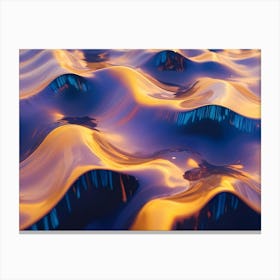 Abstract Background Of A Swirling, Liquid Like Surface In Shades Of Purple, Blue, And Gold, Creating A Dynamic And Mesmerizing Pattern Canvas Print