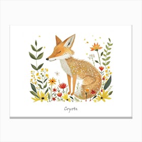 Little Floral Coyote 3 Poster Canvas Print