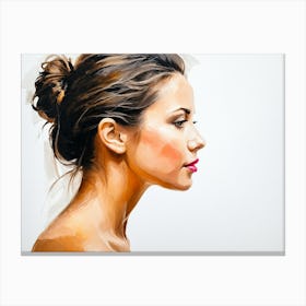 Side Profile Of Beautiful Woman Oil Painting 43 Canvas Print