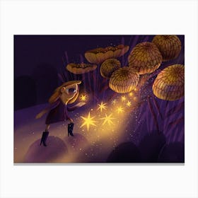 Girl with magic light Canvas Print