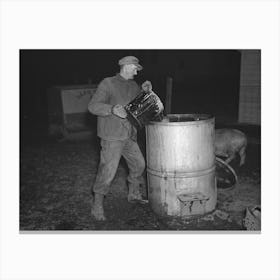 640 P M Tip Estes, Hired Man Near Fowler, Indiana, Filling An Automatic Hog Waterer, He Has To Carry Eighty Gallons Canvas Print