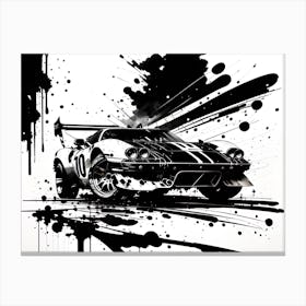 Black And White Racing Car Canvas Print