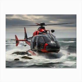 Helicopter In The Ocean Canvas Print