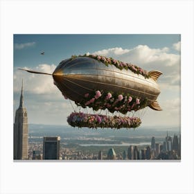 Default A Majestic Airship Adorned With Delicate Flowers And F 2 Canvas Print