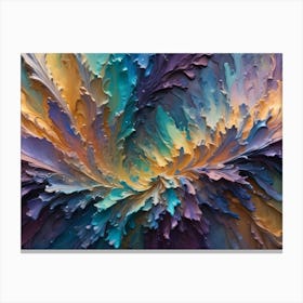 Abstract, Swirling Design Resembling A Colorful Explosion Or A Blooming Flower, With A Texture Like Paint Canvas Print