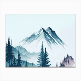 Mountain And Forest In Minimalist Watercolor Horizontal Composition 80 Canvas Print