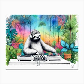 A Sloth Dj H1 Canvas Print