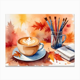 Watercolor Coffee Latte Canvas Print