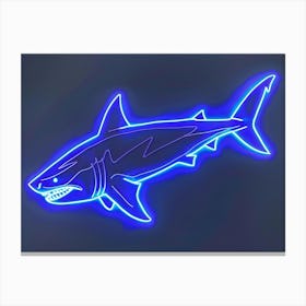 Blue Neon Great White Shark 2 Canvas Print