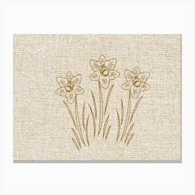 Linen Daffodils Line Art March Canvas Print