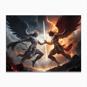 Default Masterpiece Best Quality Epic Battle Heaven Vs Hell Canvas Print
